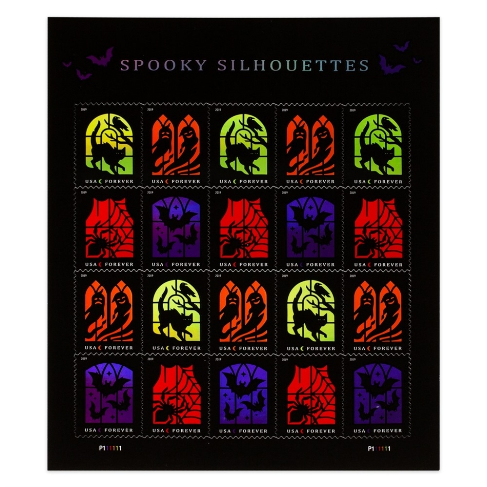 100 Spooky Silhouettes 2019‎ Forever Postage Stamps USPS Holo Foil Halloween